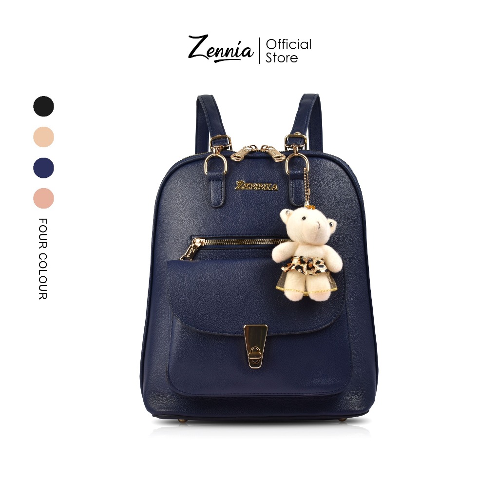 Zennia Yura Tas Ransel Wanita Kulit Korea | Backpack Kerja Kantor Kuliah Sekolah Cewek Import Elegan