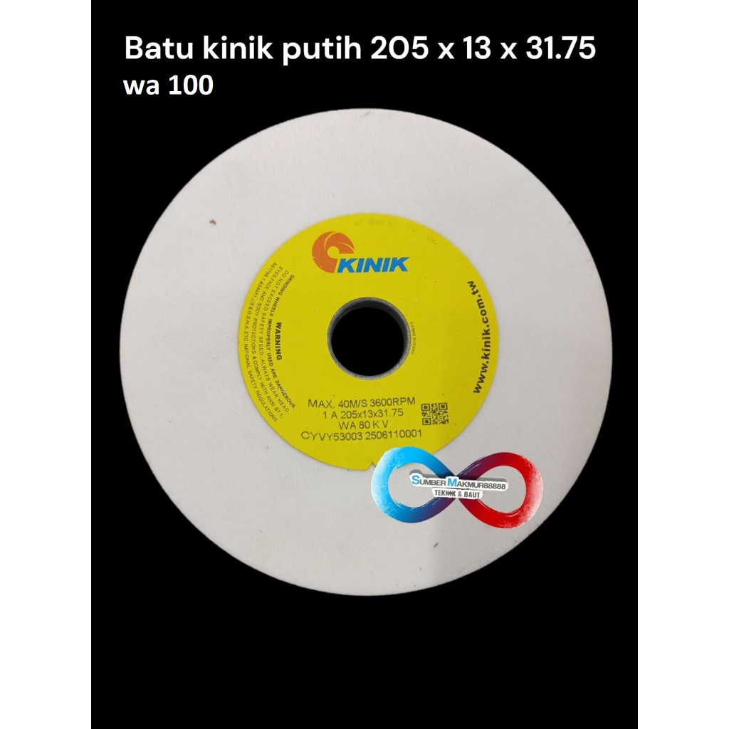 Batu Gerinda Duduk / Asah pisau Kinik Putih 205 x 13 x 31.75(WA 100KV)