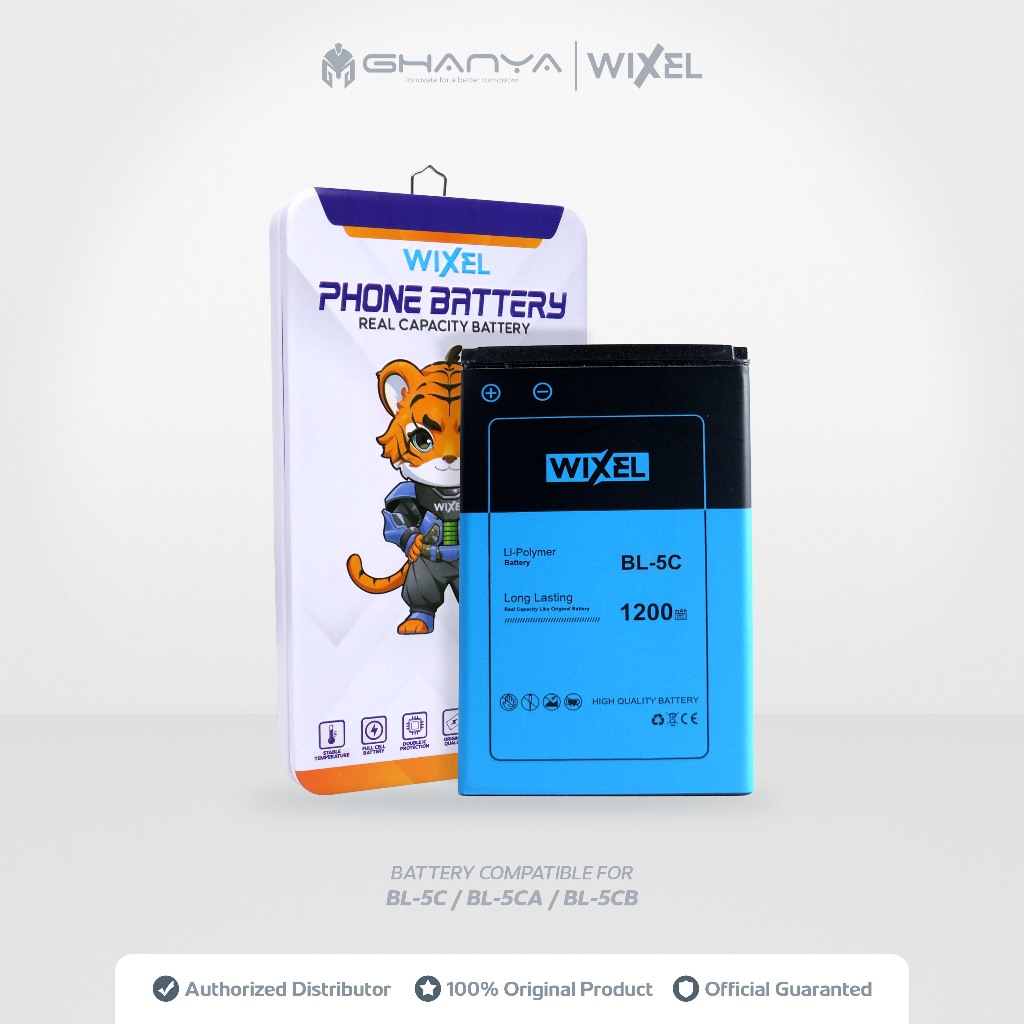 WIXEL Baterai Nokia BL-5C BL5C 1100 1200 1208 1209 1650 1680 2270 2310 2610 2700 3100 3650 3660 3110