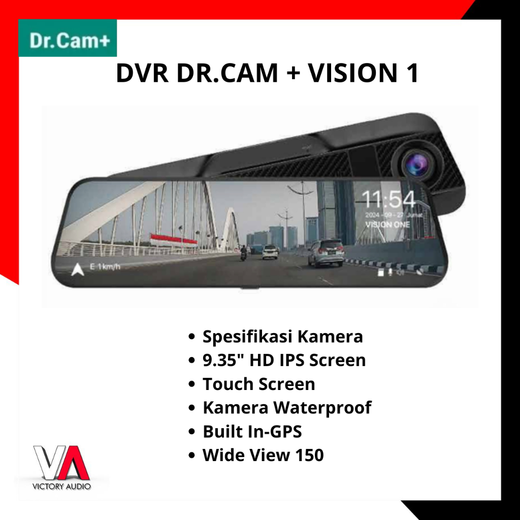 HIRO DrCam+ VISION 1 Dashcam Spion DVR Mobil 3K WiFi Night Vision Dual Camera