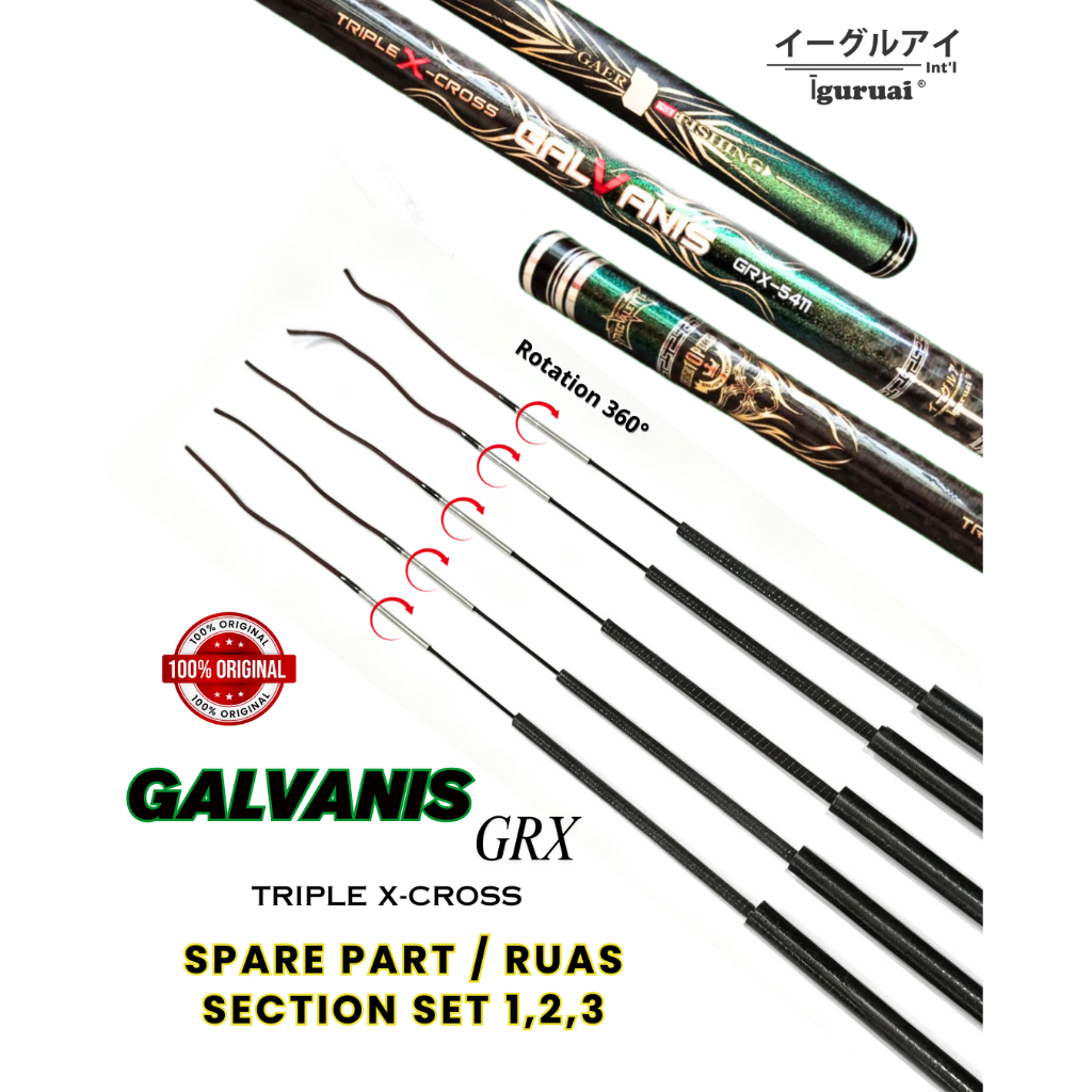 Sparepart Joran Iguruai GALVANIS GRX - Section set 1-2-3 | Ujung Joran / Cadangan Joran