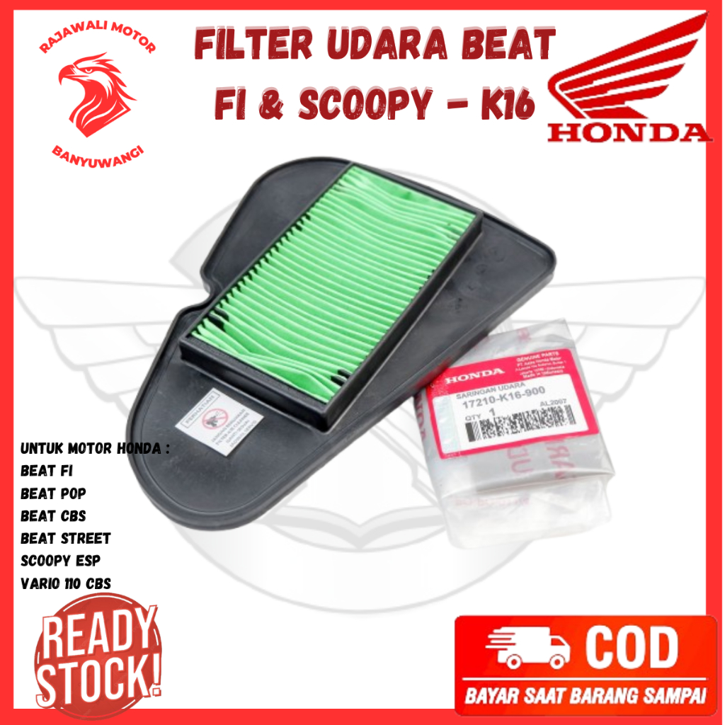 filter udara scoopy esp ori - filter udara beat fi - saringan udara motor honda beat fi - K16