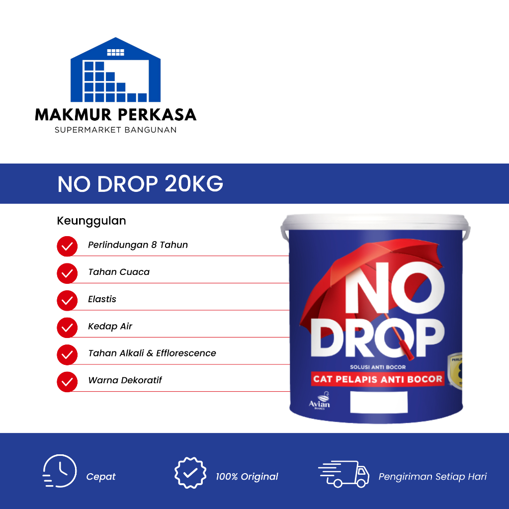 NO DROP CAT PELAPIS ANTI BOCOR 20KG - CAT TEMBOK EXTERIOR - WARNA LENGKAP