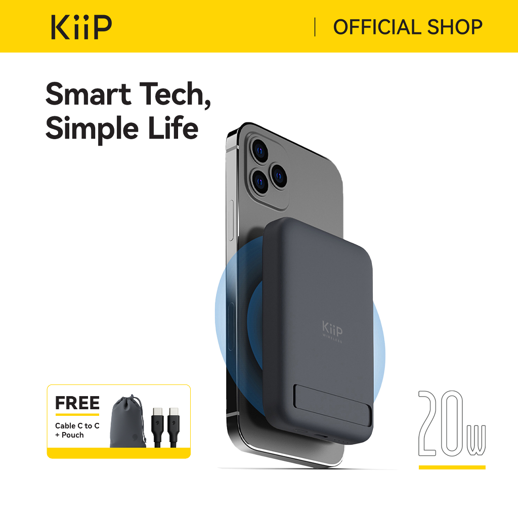 KiiP EW52 Power Bank 10000mAh Magnetic Magsafe 20W Fast Charging Putih