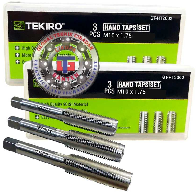 Hand Tap Set M10 X 1.75 mm 3 Pcs Tekiro - 1 Set Hand Tap M10x1.75 mm Tekiro