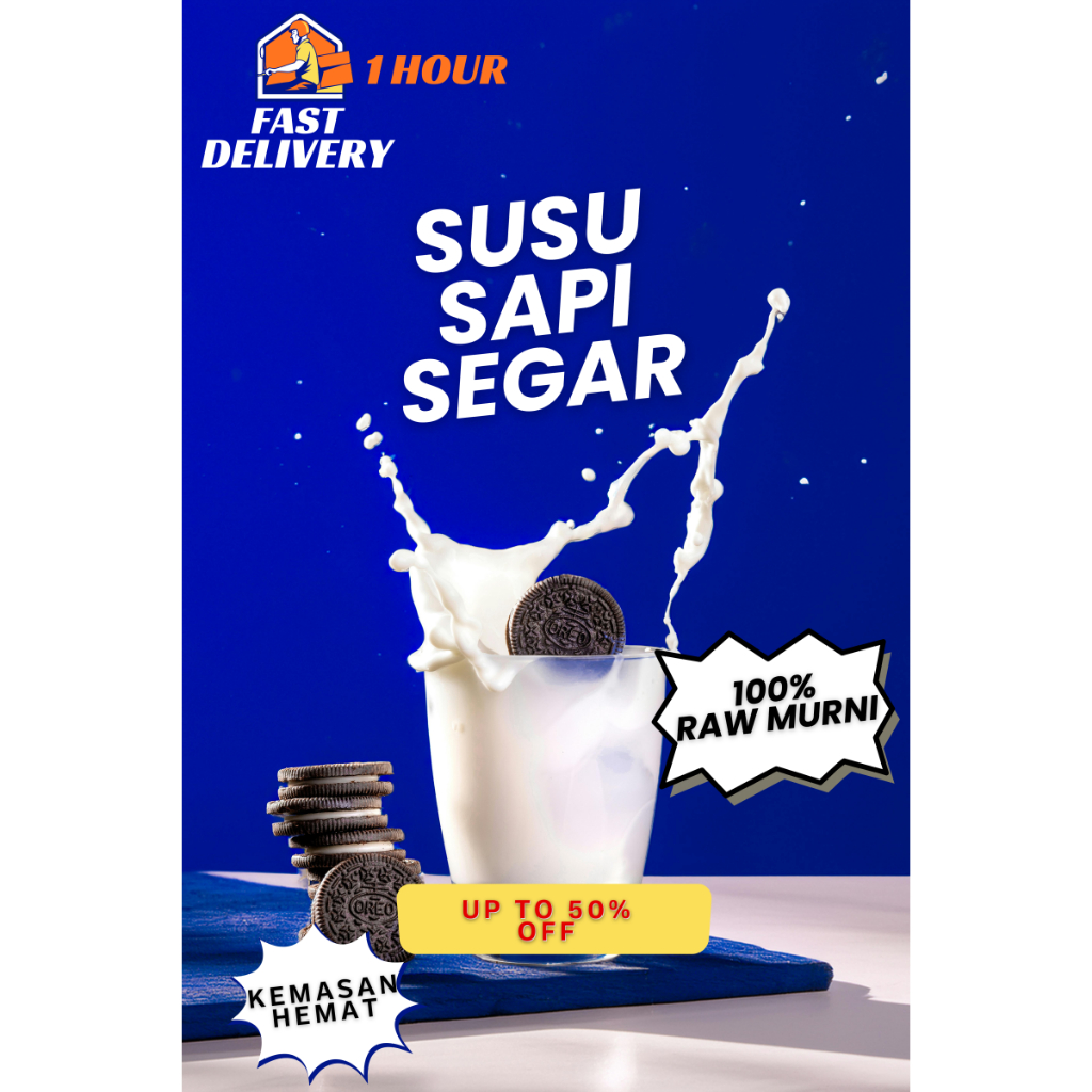 SUSU SAPI SEGAR MURNI KEMASAN 1 LITER - RAW MILK 1 LITER PURE NO CHEMICAL NO SUGAR PACKAGE FAST DELI