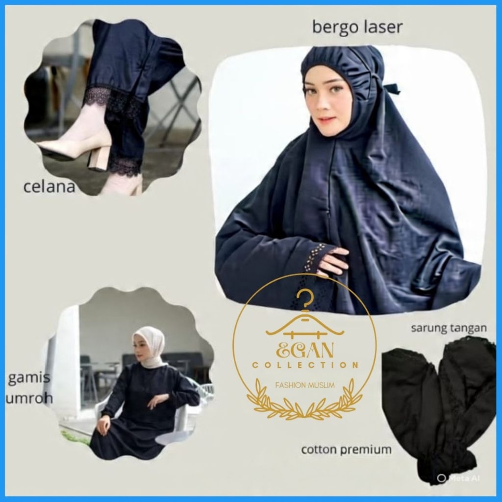 Satu Set Perlengkapan Umroh Dan Haji Lengkap | Bergo Umroh - Gamis Umroh - Celana Umroh - Sarung Tan