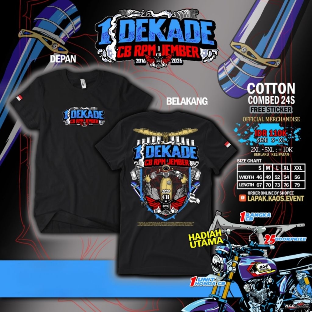 KAOS 1 DEKADE CB RPM JEMBER T-SHIRT SATU DEKADE CB RPM JEMBER