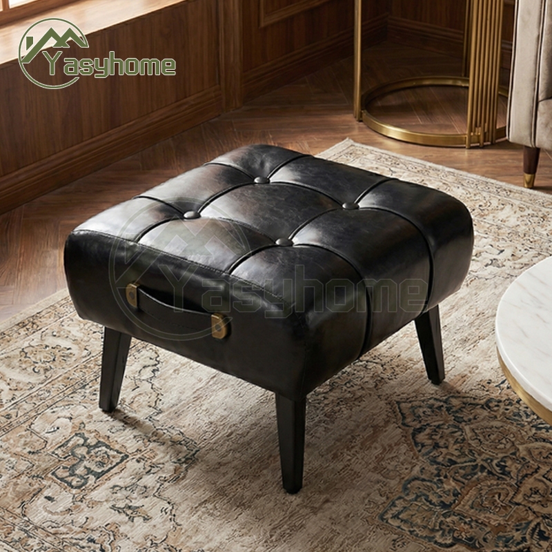 Minimalis Kulit Mini Kursi Sofa/Bangku Kulit /Kursi Stool Sofa Kotak/Sofa Kaki Besi / Sofa Stool Bul