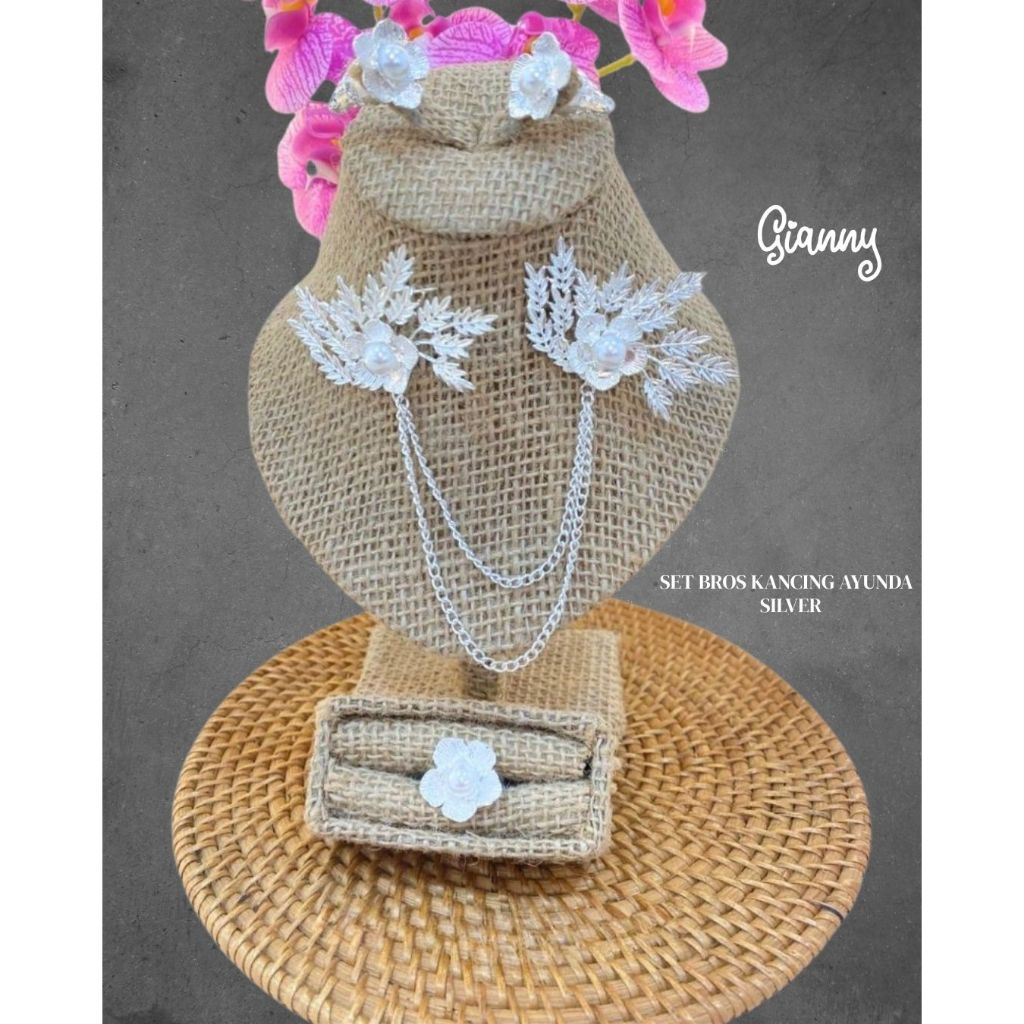 Set Bros Ayunda 1 SET LENGKAP (ANTING+CINCIN+BROS) / Bros Alpaka / Bros Pin / Aksesoris Baju