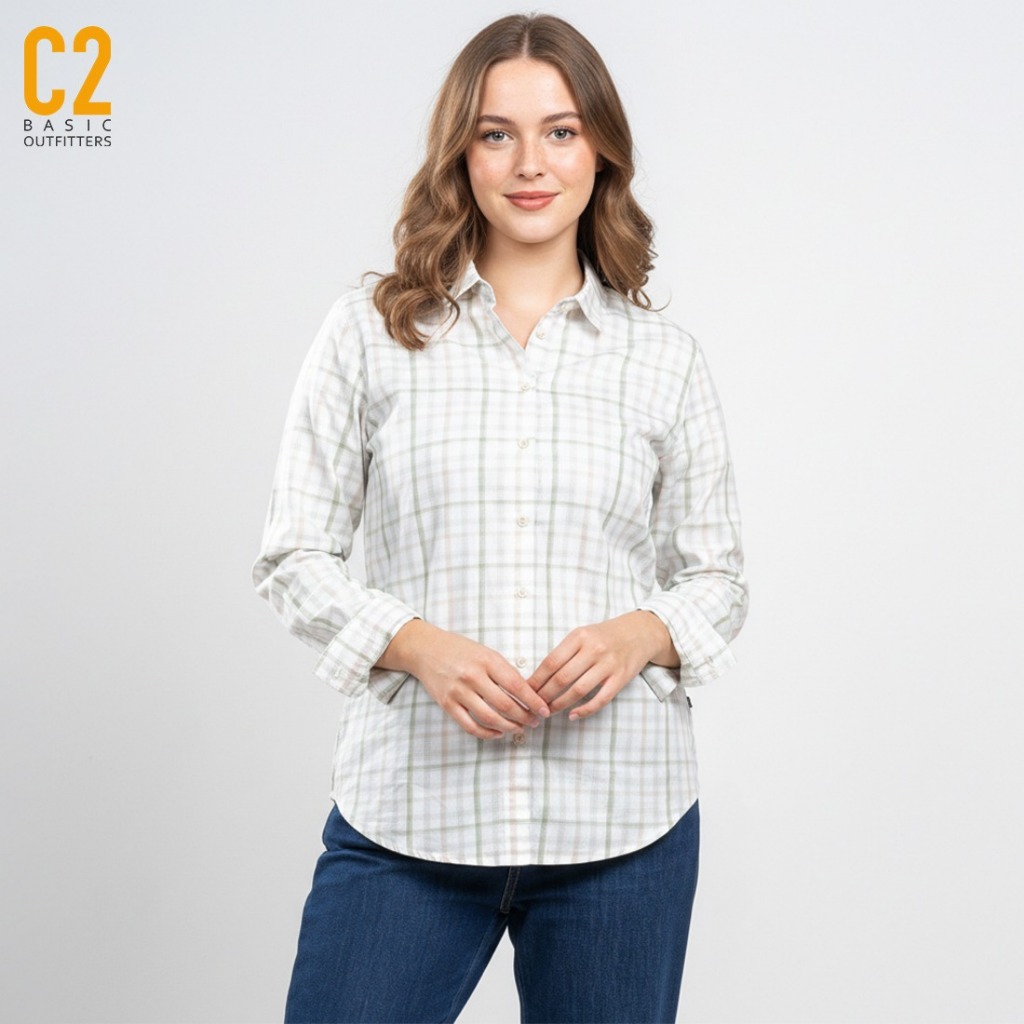 C2 Killea Green Kemeja Casual Wanita
