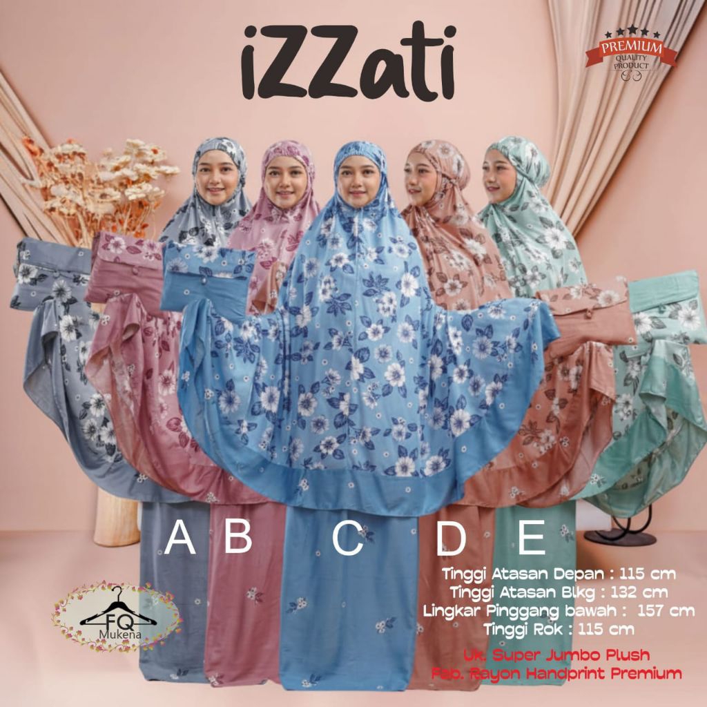 Mukena Dewasa Super Jumbo Bahan Rayon Handprint Premium | Izzati Mukena By FQ