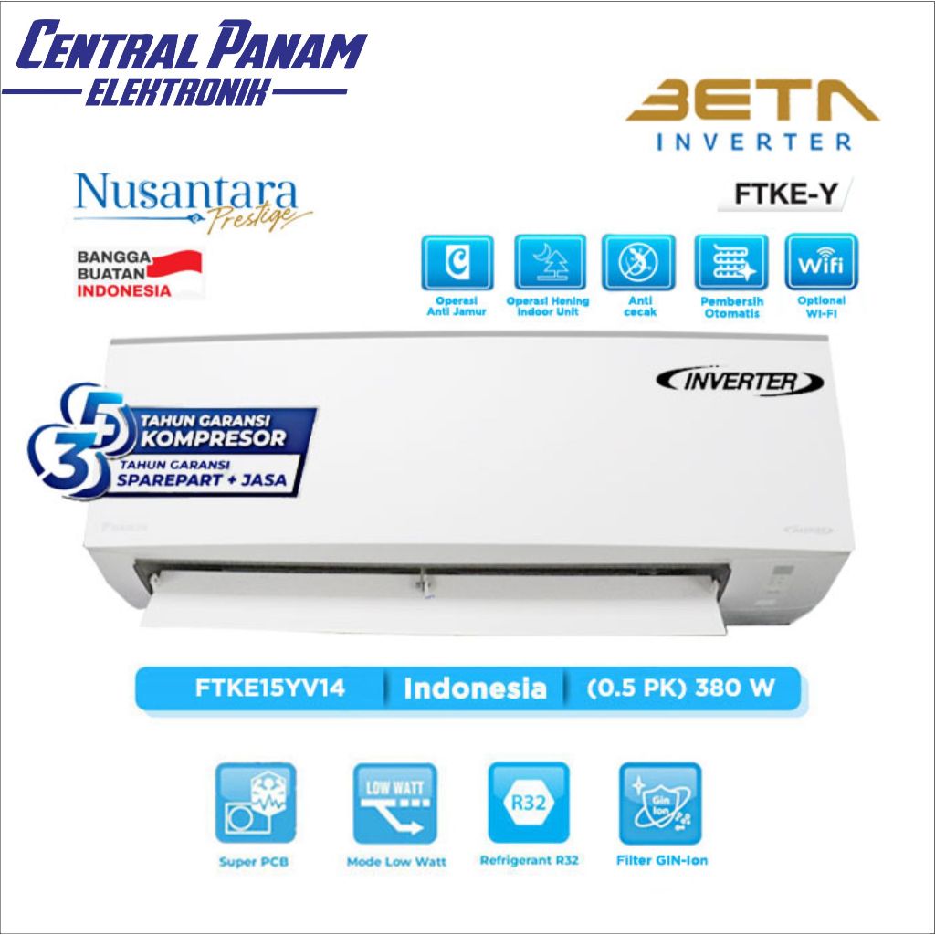 DAIKIN AC 1/2 PK STKE 15YV Beta Inverter NUSANTARA UNIT ONLY Central Panam Elektronik