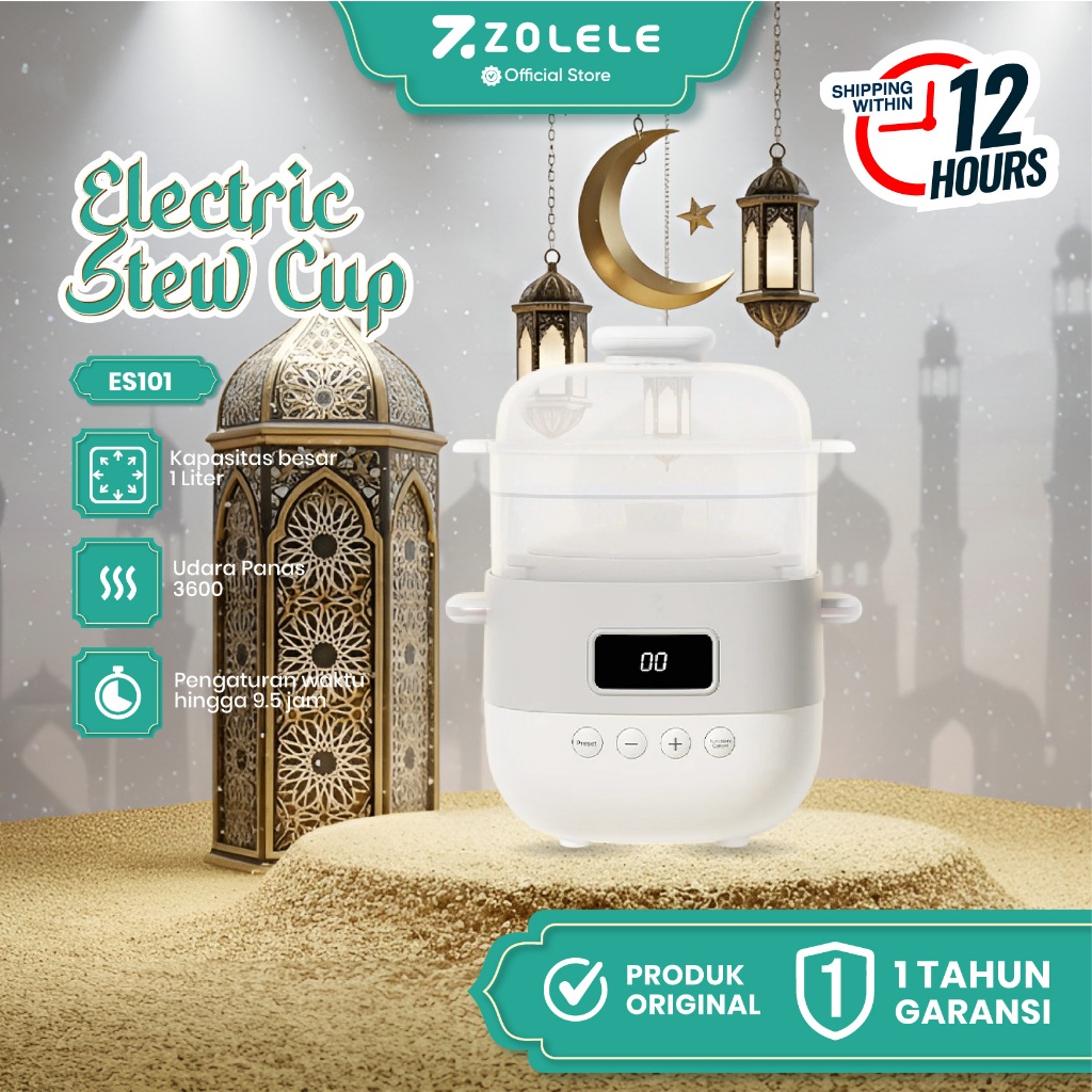 ZOLELE ES101 Multi Cooker Panci Listrik Multifungsi 3 in 1 samono untuk MPASI Bubur Bayi