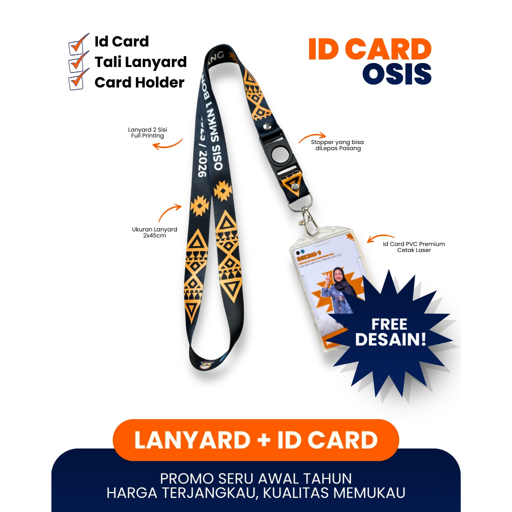 ID CARD LANYARD OSIS Terbaru dengan Desain Bisa Request Custom Free