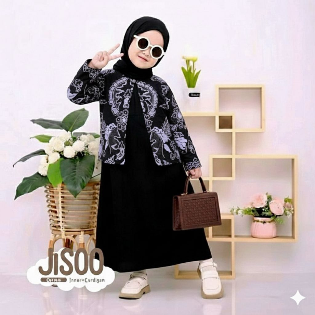 gamis anak model kombinasi batik terbaru oter kancing 1 model elegan