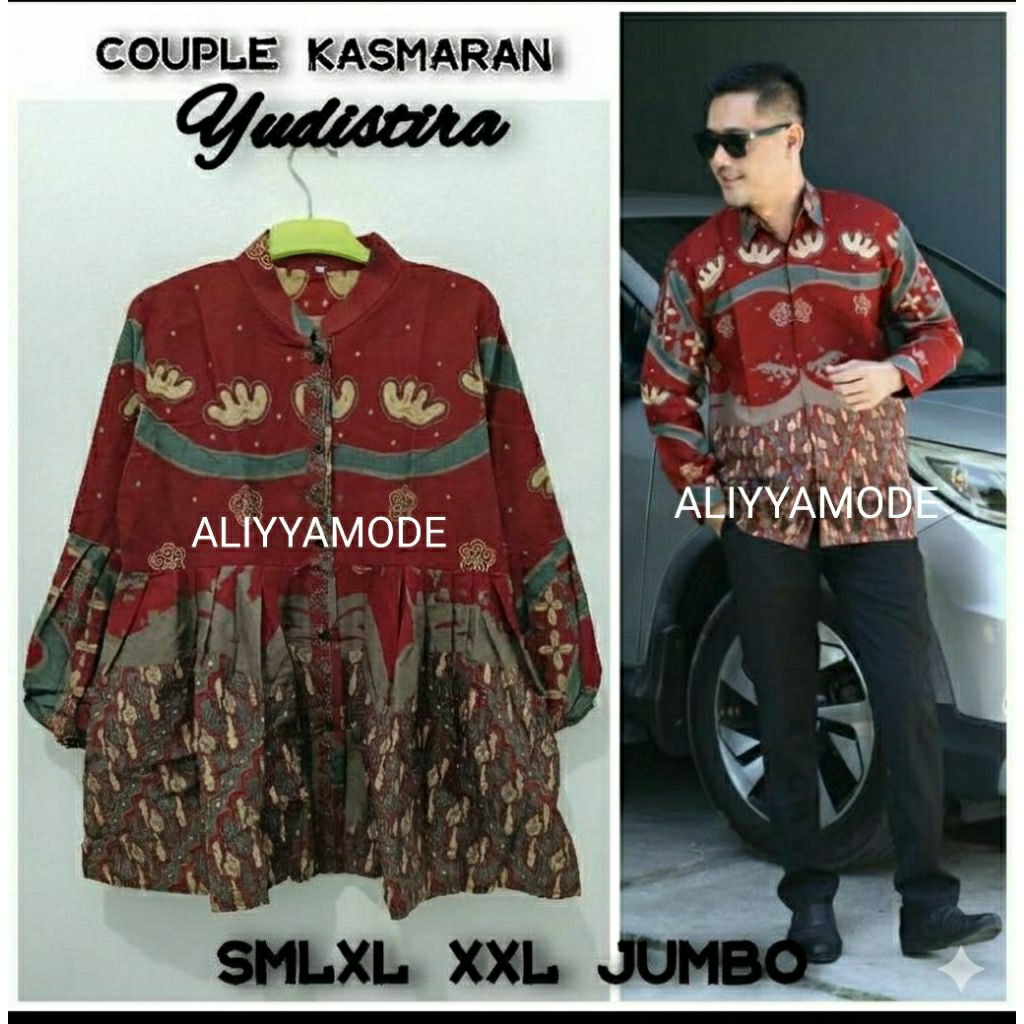 Couple Kasmaran Yudistira Batik Solo Blus Batik Wanita Kemeja Batik Pria