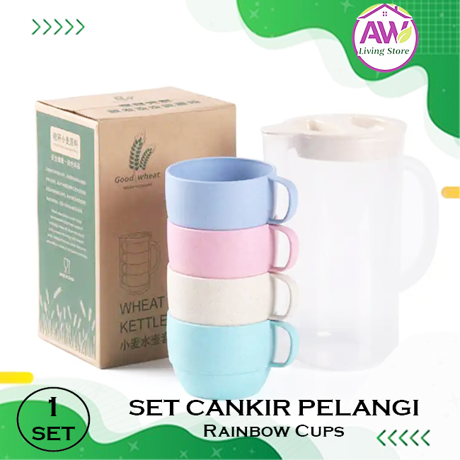 Teko Cangkir Pelangi Set - 1 Teko 4 Cangkir