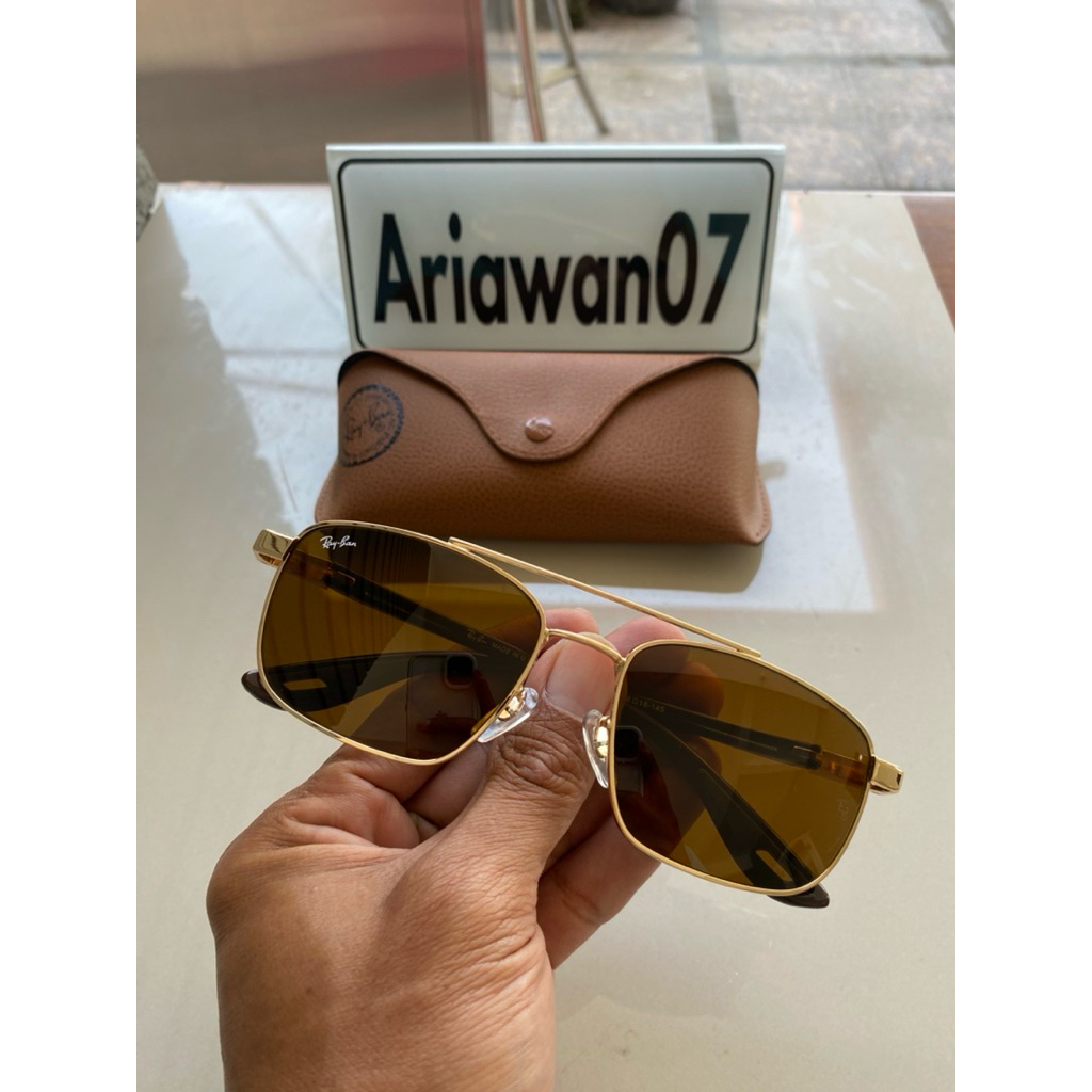 kacamata Ray-ban rb 3715 usa frame rosegold kaca coklat sz 58