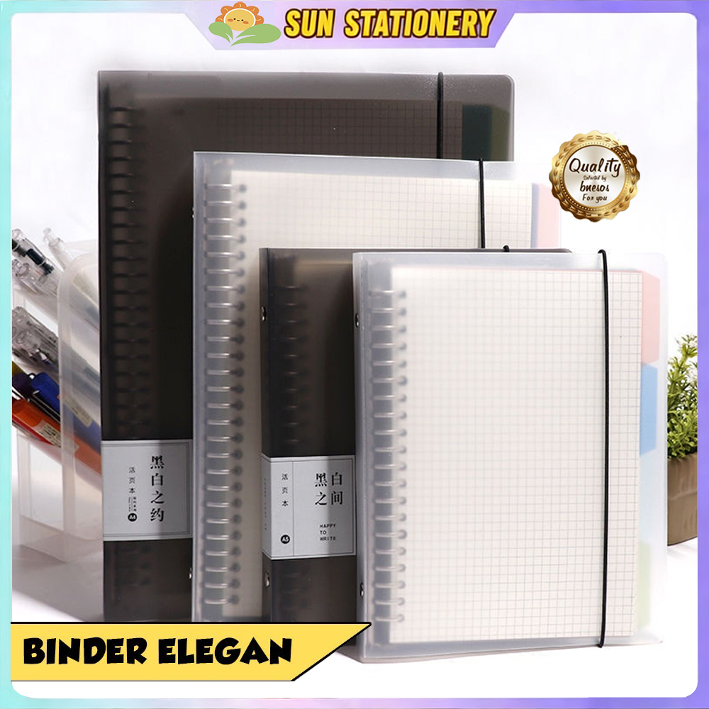 Binder A5/B5 Buku Binder Aesthetic Transparan Hitam Putih Notebook Aesthetic Korea