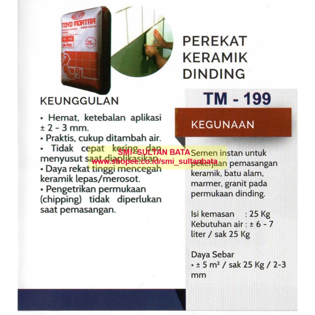 SEMEN INSTANT/ MORTAR KHUSUS PEREKAT GRANIT, BATU ALAM (BIG SLAB), DAN KERAMIK/ GRANITE DI DINDING -