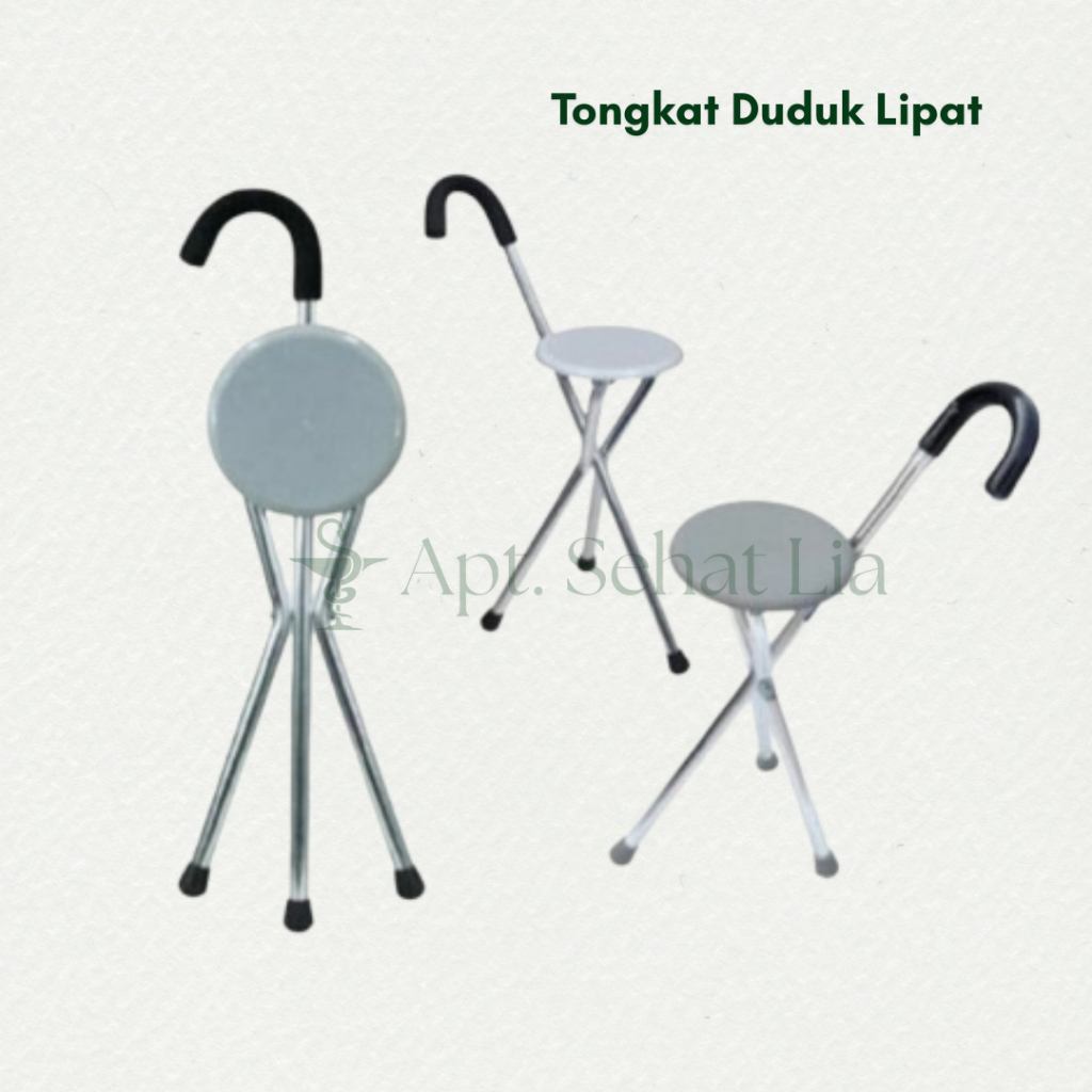 Tongkat Duduk Lipat | Alat Bantu Jalan Lansia | Tongkat Kursi Lipat | Kursi Duduk Lipat Lansia