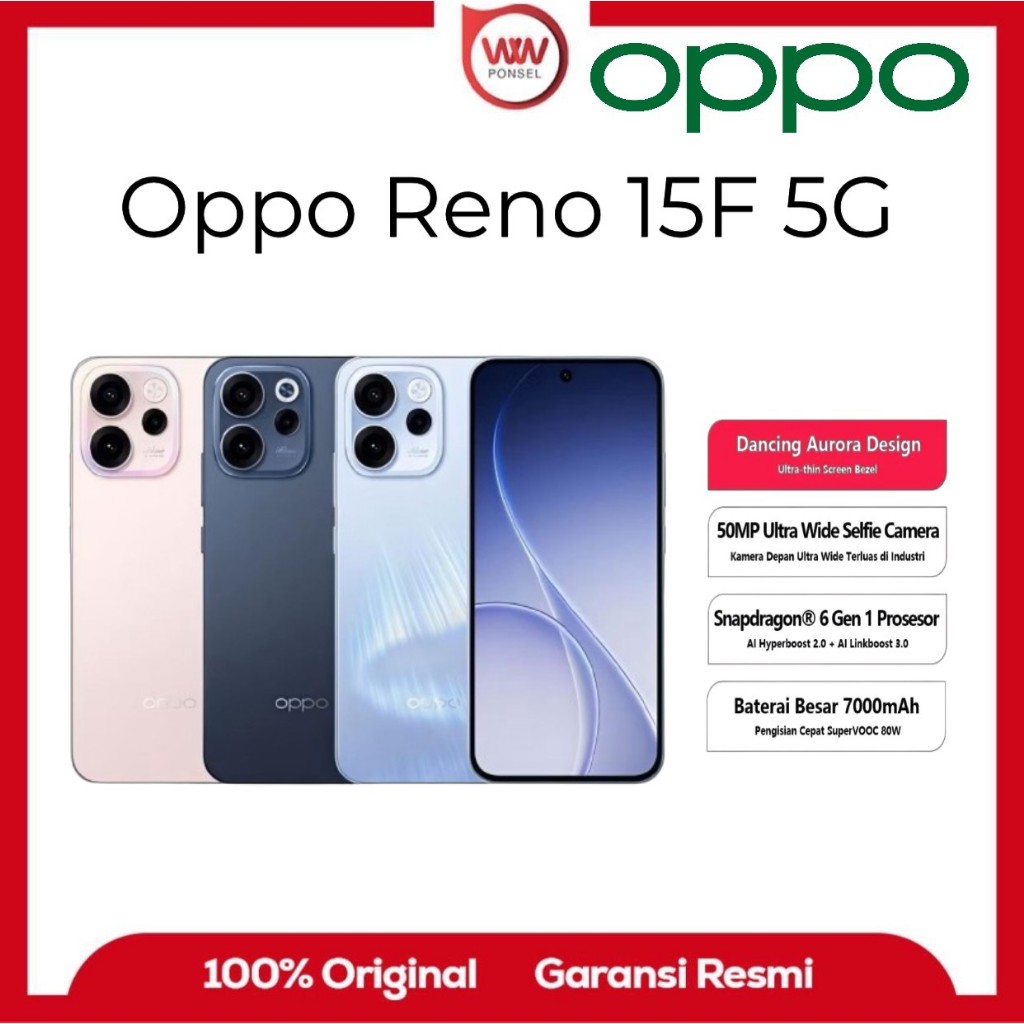 Hp Oppo Reno 15F 5G Ram 8GB Internal 256GB Garansi Resmi