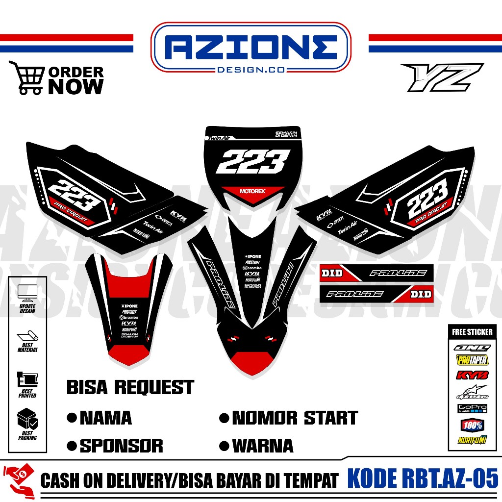 Stiker Decal Yamaha YZ 85 Full Body Custom Design - New Striping YZ 85 NEW KX85 GTX85 BEBEK MODIF Mo