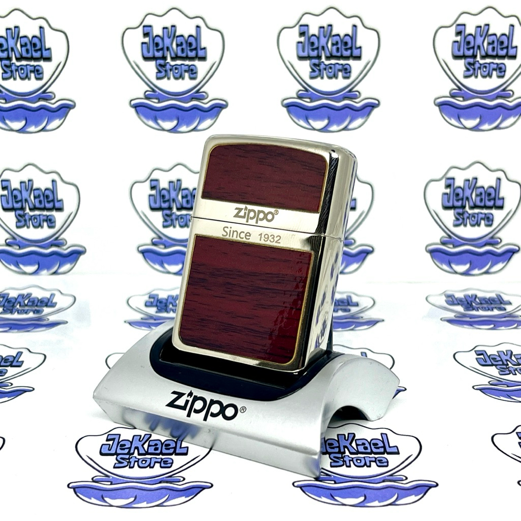 Zippo Classic Silver With Wood Panel Style Since 1932 Retro Design Original