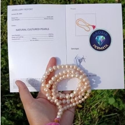 Tasbih mutiara asli air tawar bersertifikat