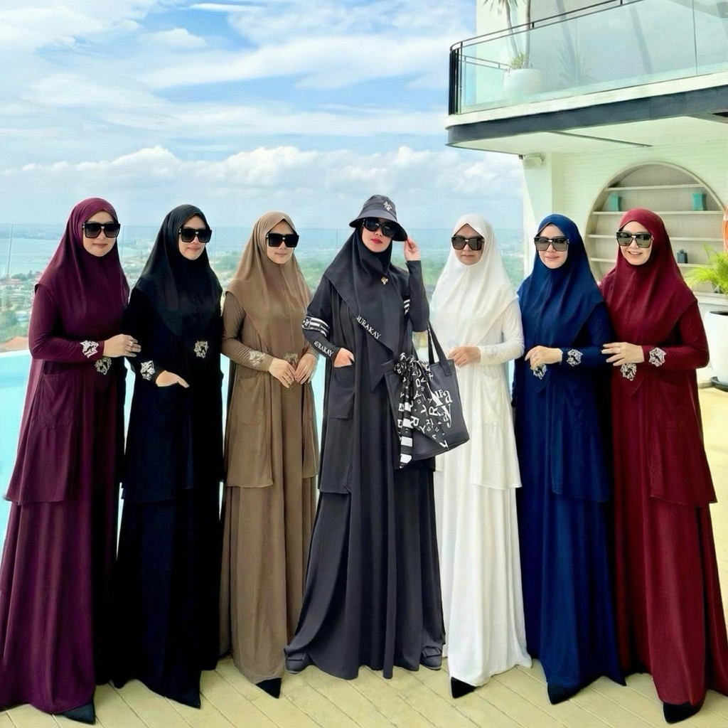 AURAKAY GAMIS GAMIS DRESS KAOS SET HIJAB 7515  7514 7702 ORI BY AURAKAY SYAR’I stok ready dan PO