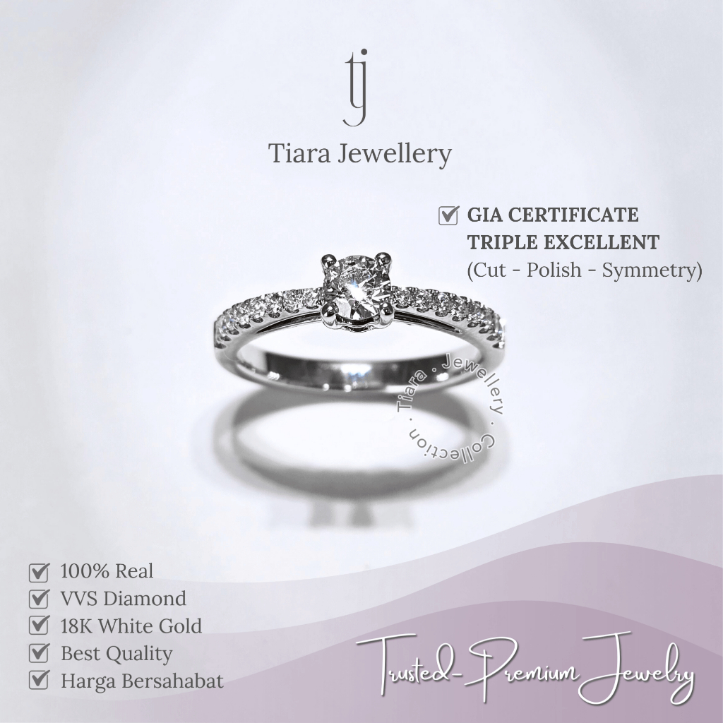 Tiara Jewellery - Triple Excellent VVS Diamond GIA Certificate Women Everyday Ring 18K White Gold [W