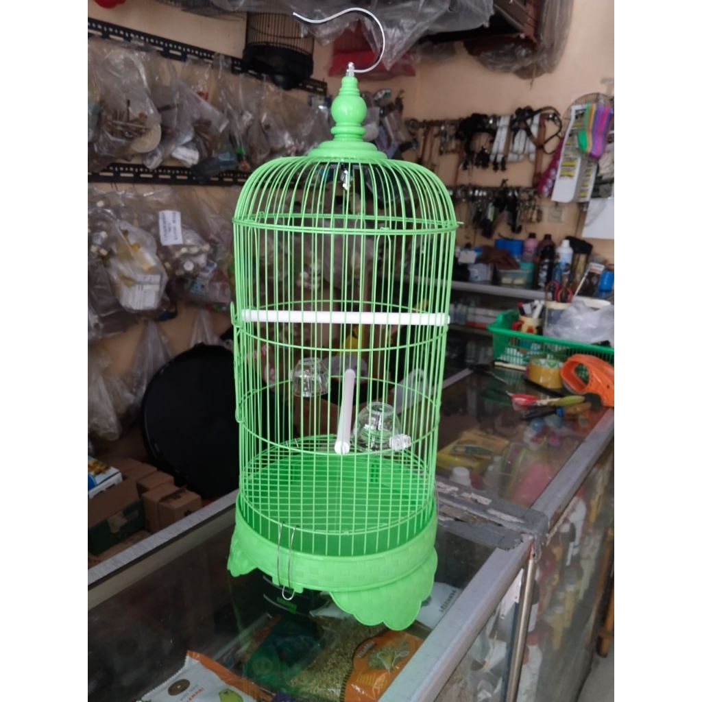 kandang besi import buat burung kecil merk boom dimeter 27 cm lengkap tinggal pakai ori