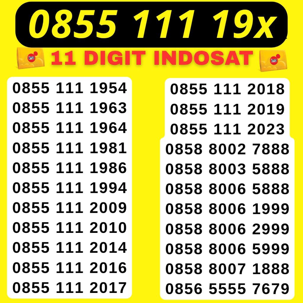 NOKOR CANTIK ISAT INDOSAT IM3 TAHUN LAHIR