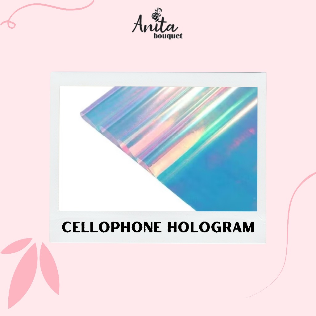 (ECER) Cellophane Hologram TEBAL Flower Wrapping Paper kertas buket Hologram Bouquet Bunga Cellophan