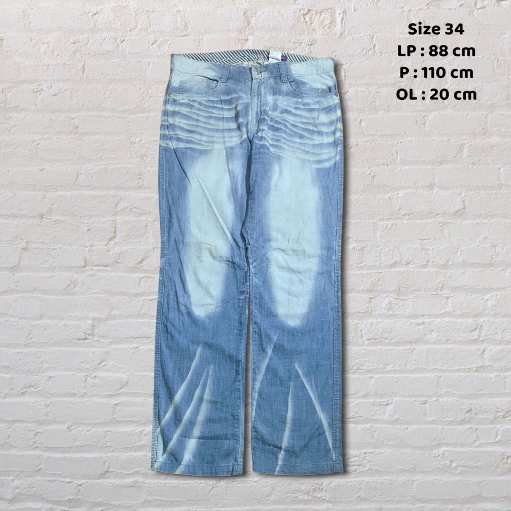 Size 34 Celana Panjang Longpants Jeans Imperial Blue Wash Fading Regular Fit  #CJ686