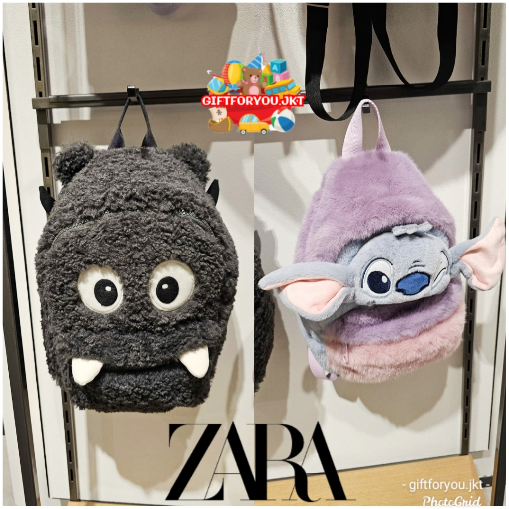 Tas Ransel Anak Zara Kid Backpack Bulu Lilo & Stitch Disney Monster Kecil Mini Bag School Sekolah Tr