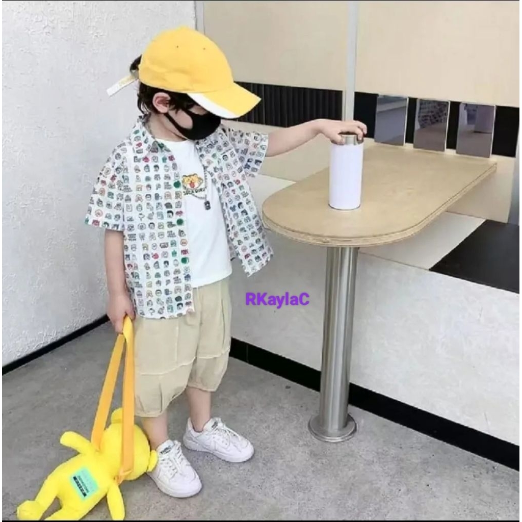 3in1 Setelan Kemeja Anak Cowok Import / Baju Anak Laki-Laki