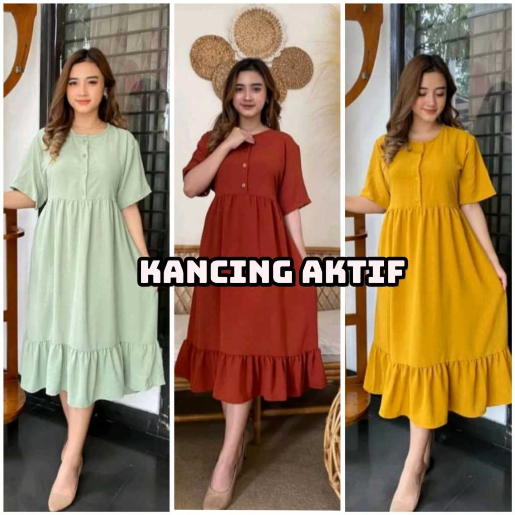 Bisa Pilih Warna nadira dress Isi Tiga Pcs Daster remaja wanita crinkle airflow busui bumil