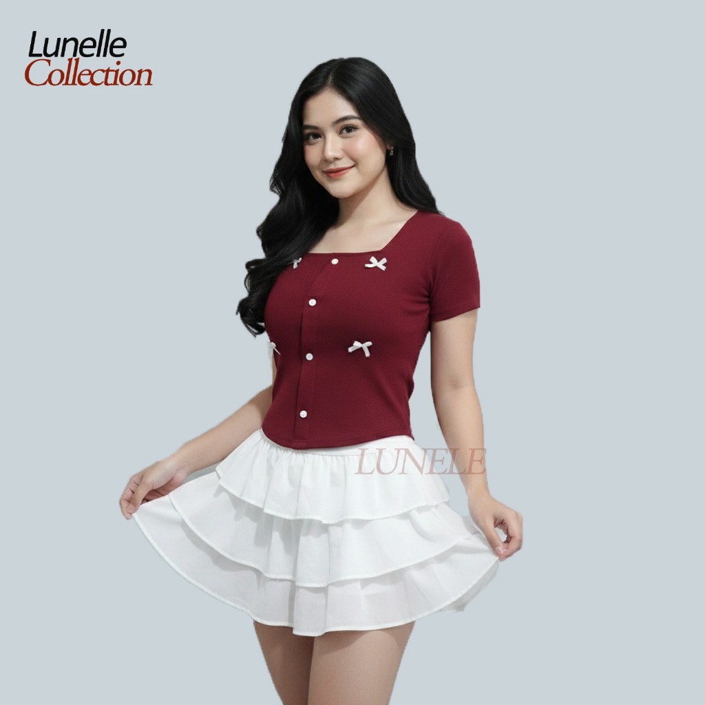 LUNELLE - Celine Top Atasan Wanita Korean Crop Top Knit Premium