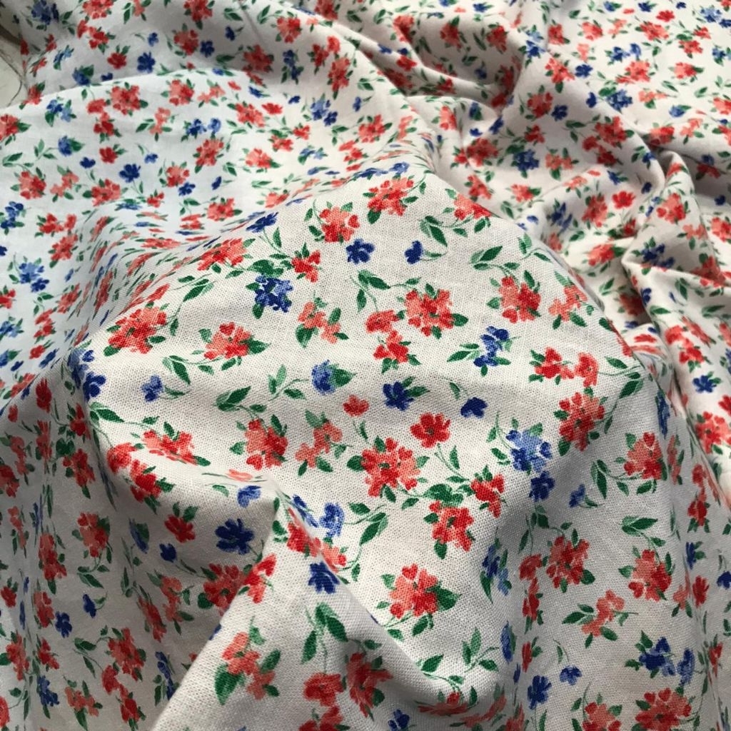 kain bahan katun linen ~ kain katun linen motif bunga ~ katun linen motif bunga