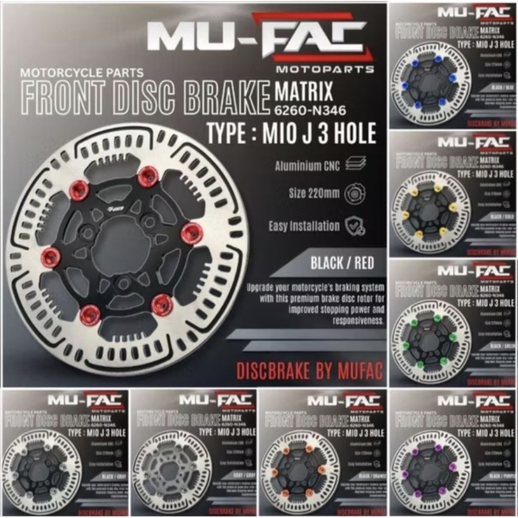 NEW DISC MATRIX MIO J 220MM ~PIRINGAN CAKRAM REM DEPAN VARIASI BY MUFAC/MU-FAC MODEL MATRIX 6260-N34