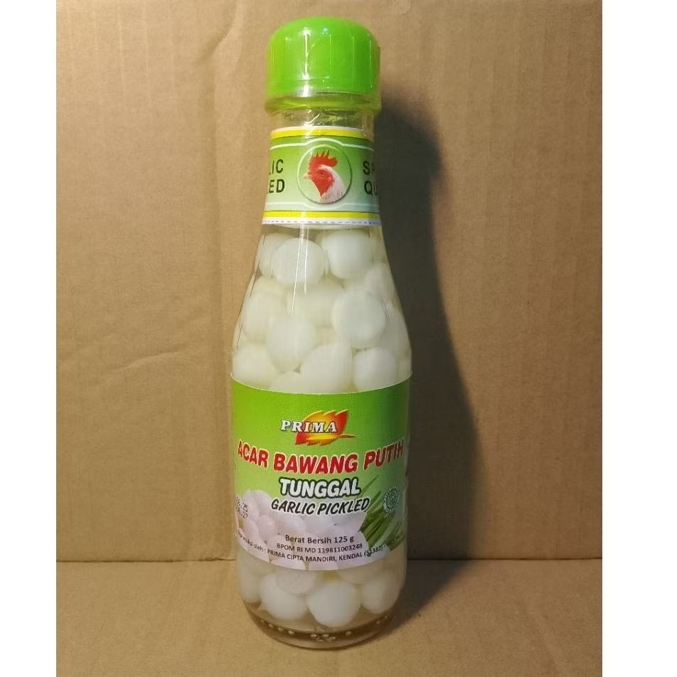 prima acar bawang putih tunggal 125 gr garlic pickled