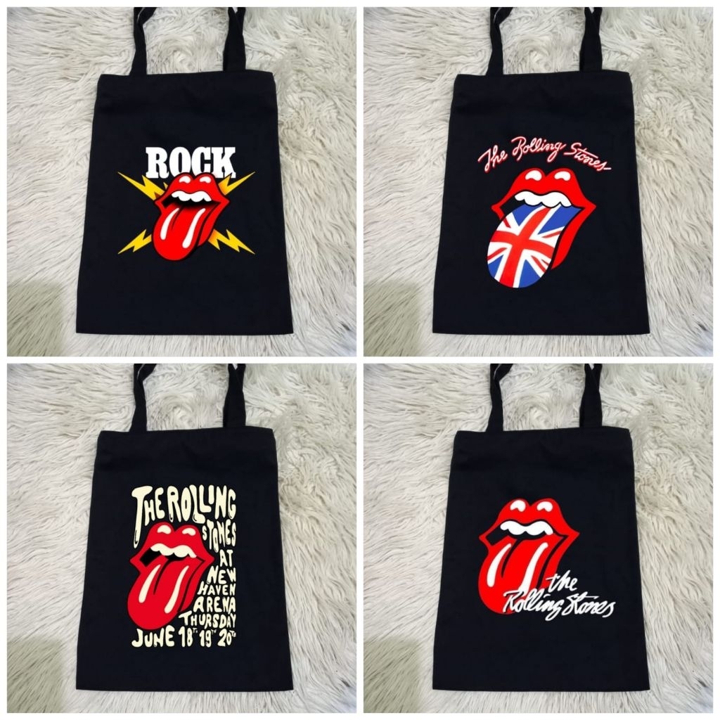 Tote bag grup rolling stones/Tote bag kanvas premium/Tas belanja/Tas sekolah/Tas olahraga/Tas tangan