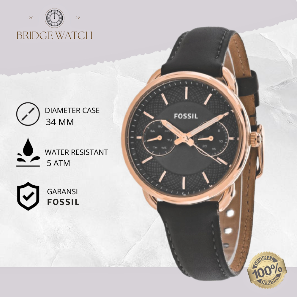 Jam Tangan Wanita Fossil Tailor Chronograph Kulit Casual Original ES3913