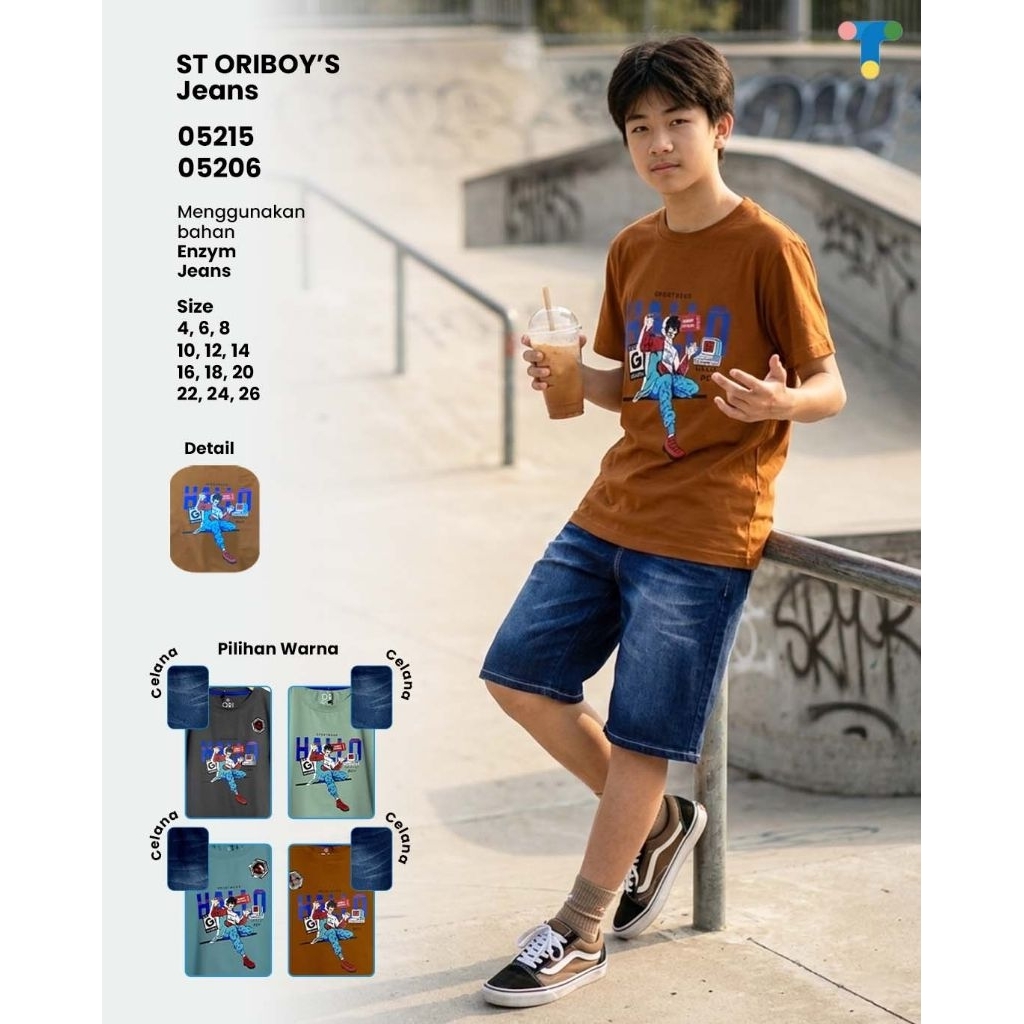 [2-14th] - SETELAN CELANA JEANS BASIC EMBOSS YESS KIDS ORYBOYS ORIBOYS ORI BOYS ORY BOYS - SET KAOS 