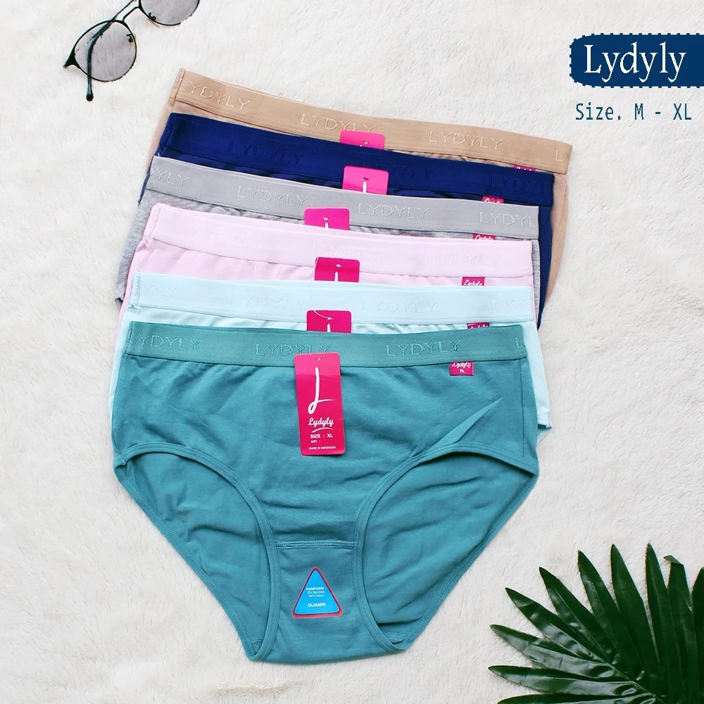 ( 3pc ) CD Lydyly L 002 | Lidily Celana Dalam Wanita Basic Midi Katun Karet Lebar - Syahfa Online