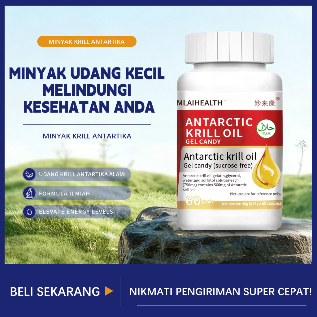 COD [ORIGINAL]Antarctic Krill Oil Capsules (60 Capsules) Astaxanthin Capsules Vascular Protection Kr