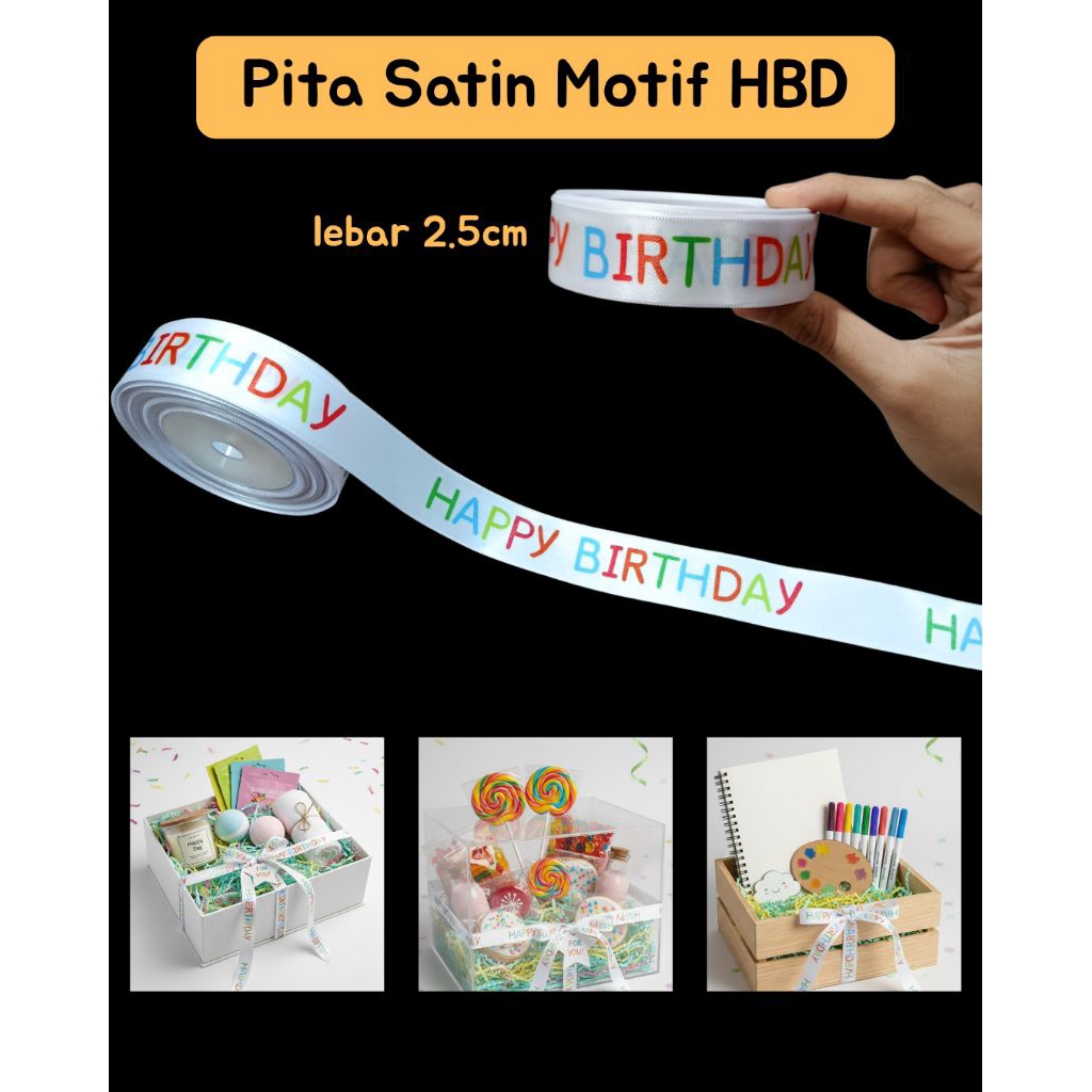 pita satin happy birthday / pita motif hbd / pita ulang tahun / pita hampers ulang tahun