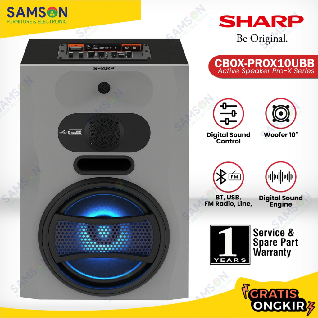 SHARP Speaker CBOX-PROX10UBB Pro-X Series 10 Inch Woofer Bluetooth Easy Sound Control Multi-Input